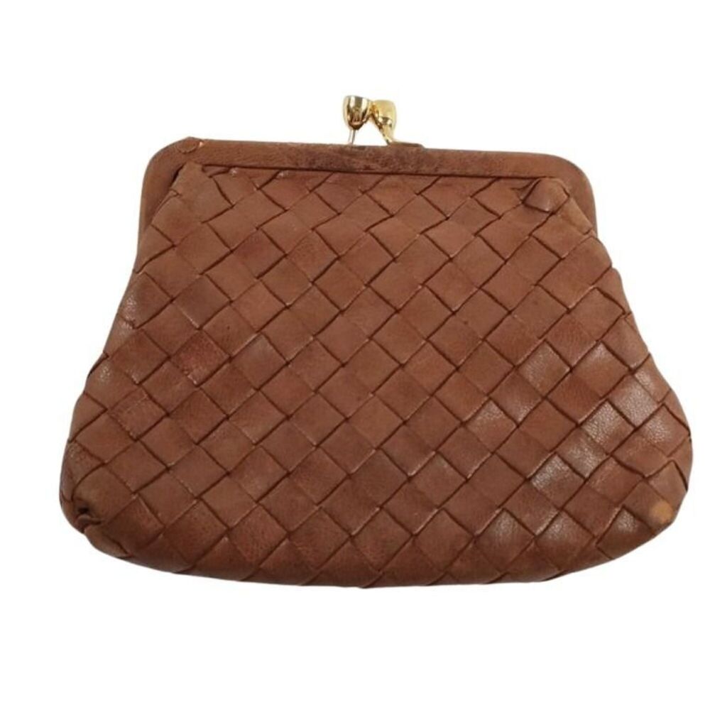 BOTTEGA VENETA Wallet/Coin Case, Intrecciato, Brown Leather, Women's